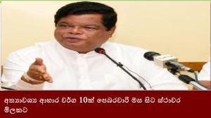 අත්‍යාවශ්‍ය ආහාර වර්ග 10ක් පෙබරවාරි මස සිට ස්ථාවර මිලකට