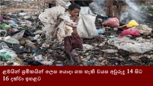 ළමයින් ශ්‍රමිකයින් ලෙස යොදා ගත හැකි වයස අවුරුදු 14 සිට 16 දක්වා ඉහළට