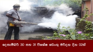 දෙසැම්බර් 30 සහ 31 විශේෂ ඩෙංගු මර්දන දින 02ක් 