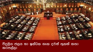 විදුලිය ජලය හා ඉන්ධන ගැන දවස් තුනක් කතා කරපල්ලා